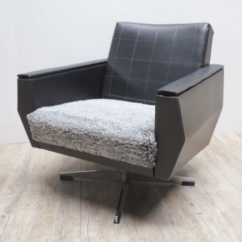 Vintage Leather Swivel Chair. 1950   1960 photo furniture
