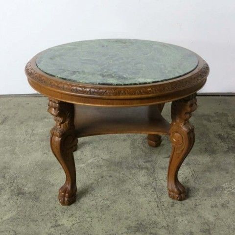 Vintage Marble Table With Carved Mythical Creatures. 1950   1960