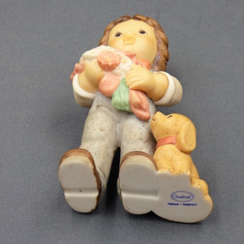 Göbel Figurine Child With Dog By Limpke. 1970   1980 photo for sale