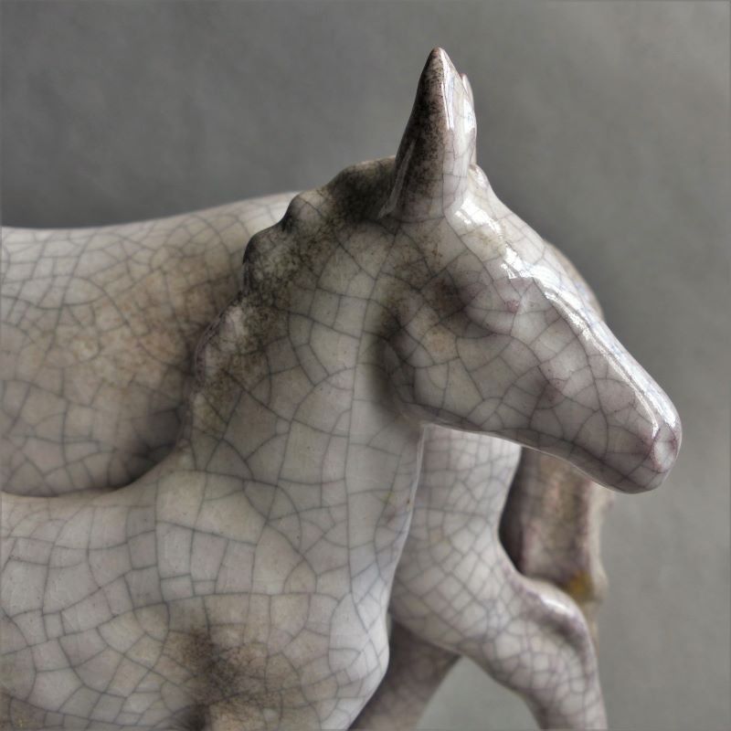 Ceramic Horse Group By A. Wagner For The Karlsruher Majolika. 1963 photo vinterior