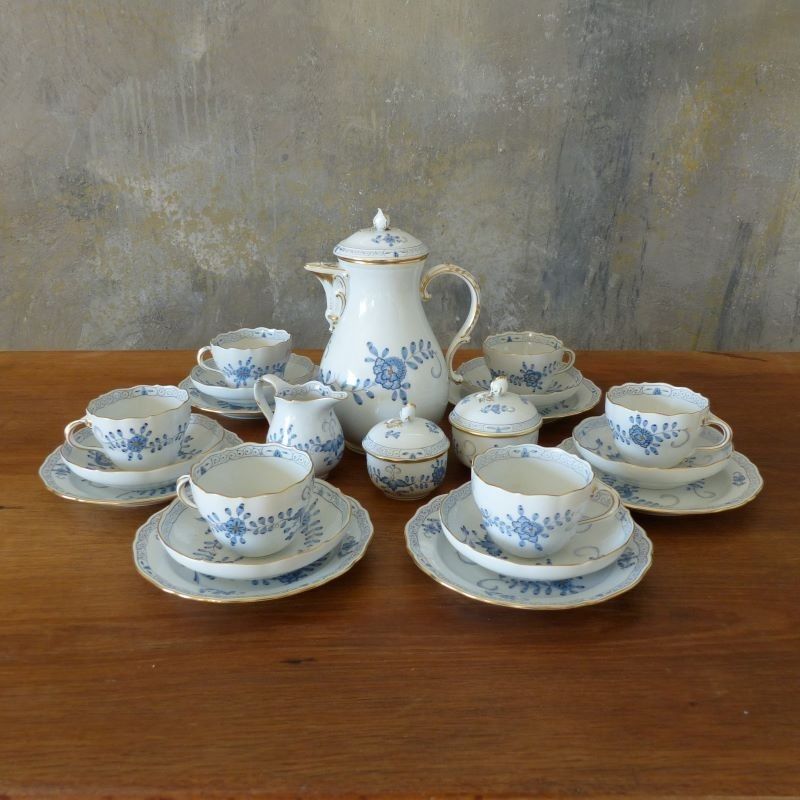 1592.0 Meissen Porcelain Coffee Set For Six Persons 1940   1950 photo