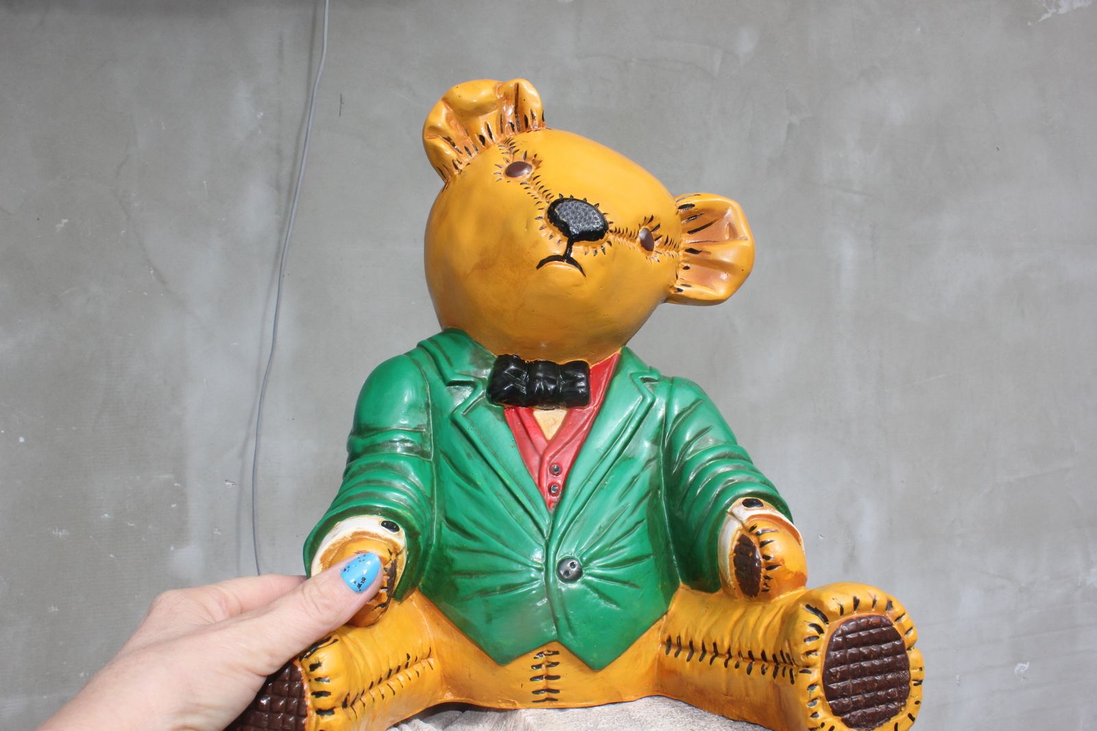 Rare Large Ceramic Teddy Bear Figurine Big Terracotta Animal Statue Photo Studio Prop Christmas Photo Prop photo 169.0