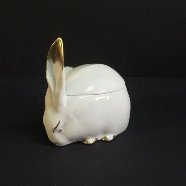 Limoges Porcelain Figurine "La Bonbonniere Lapin". Sandoz 1900   1920. photo Home Decor