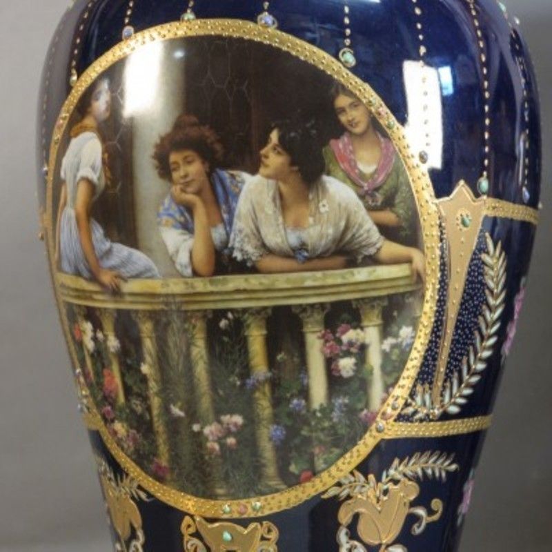 Limoges. Pair Of Hand Painted Art Nouveau Porcelain Vases. 1890   1919 photo Home Decor