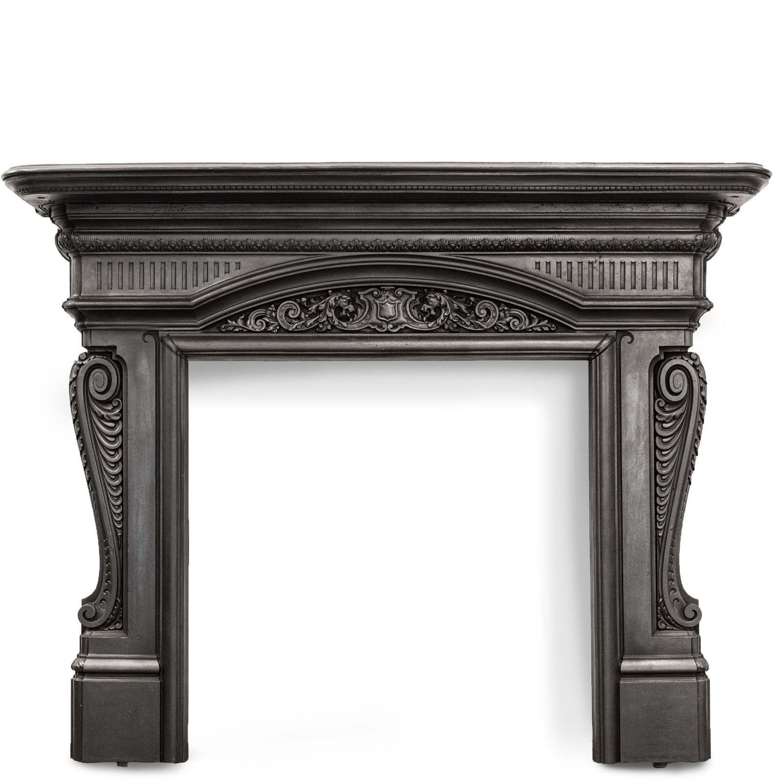 Antique Victorian Ornate Cast Iron Fireplace Surround