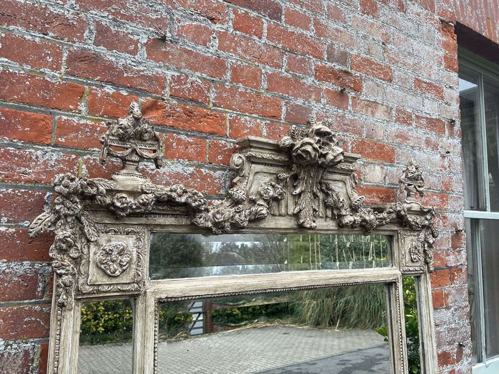 An Exceptional Large Early 20th Century French Painted Cushion Mirror. photo 1995.0