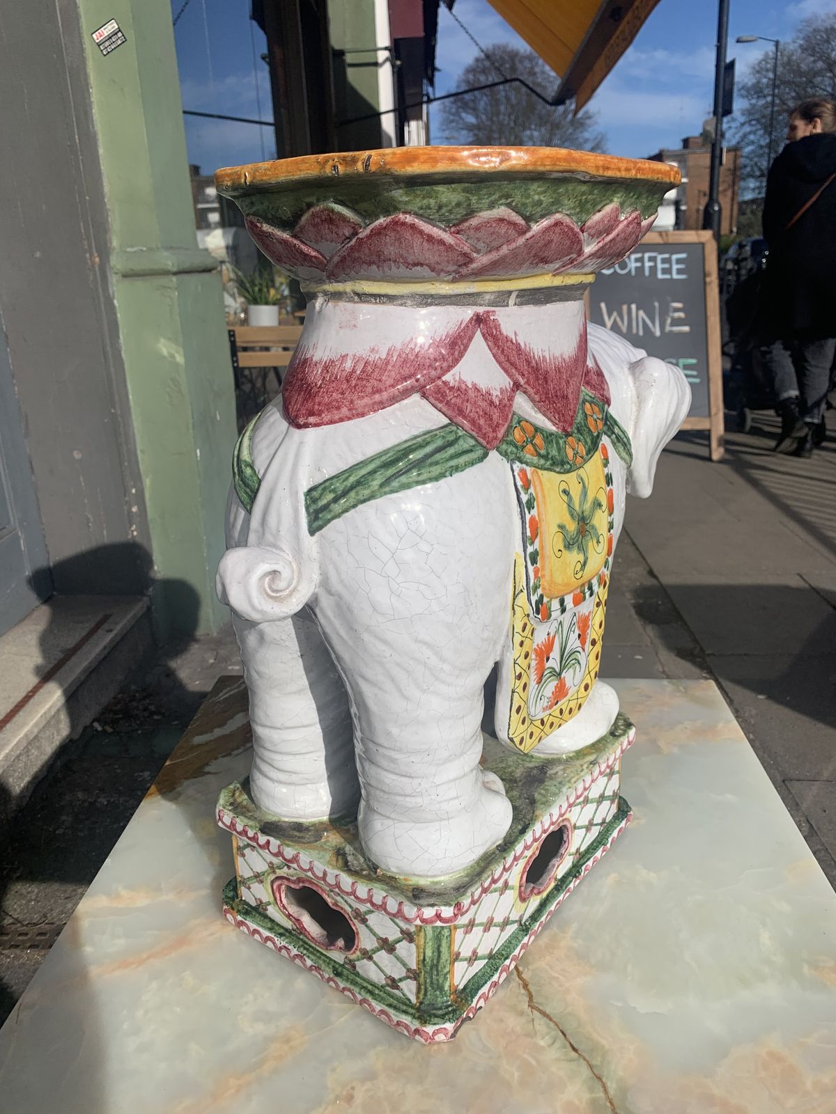 Majolica Elephant Footstool Or Plant Holder photo 275.0