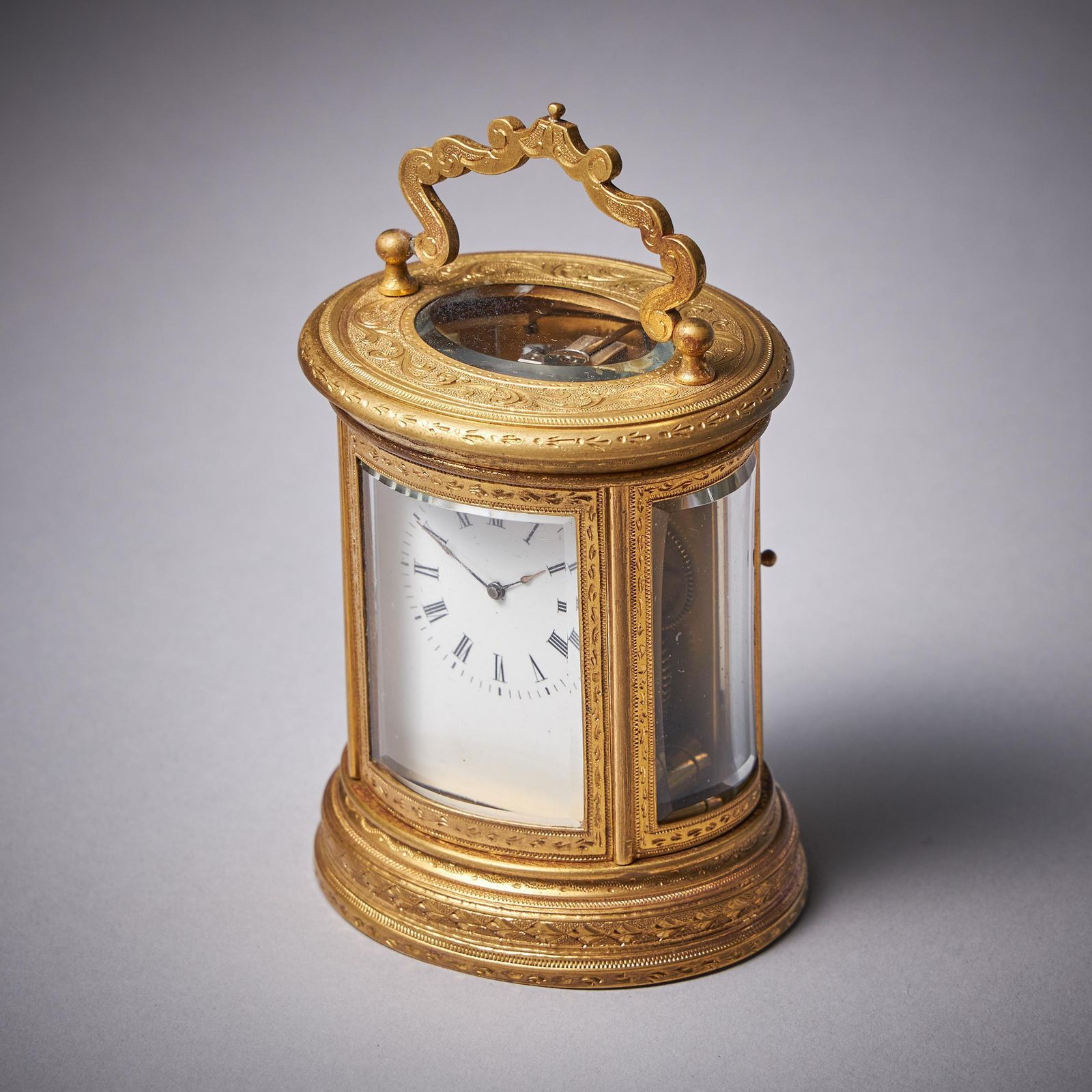 19th Century Eight Day Miniature Gilt Brass Carriage Clock With Original Case photo Home Decor