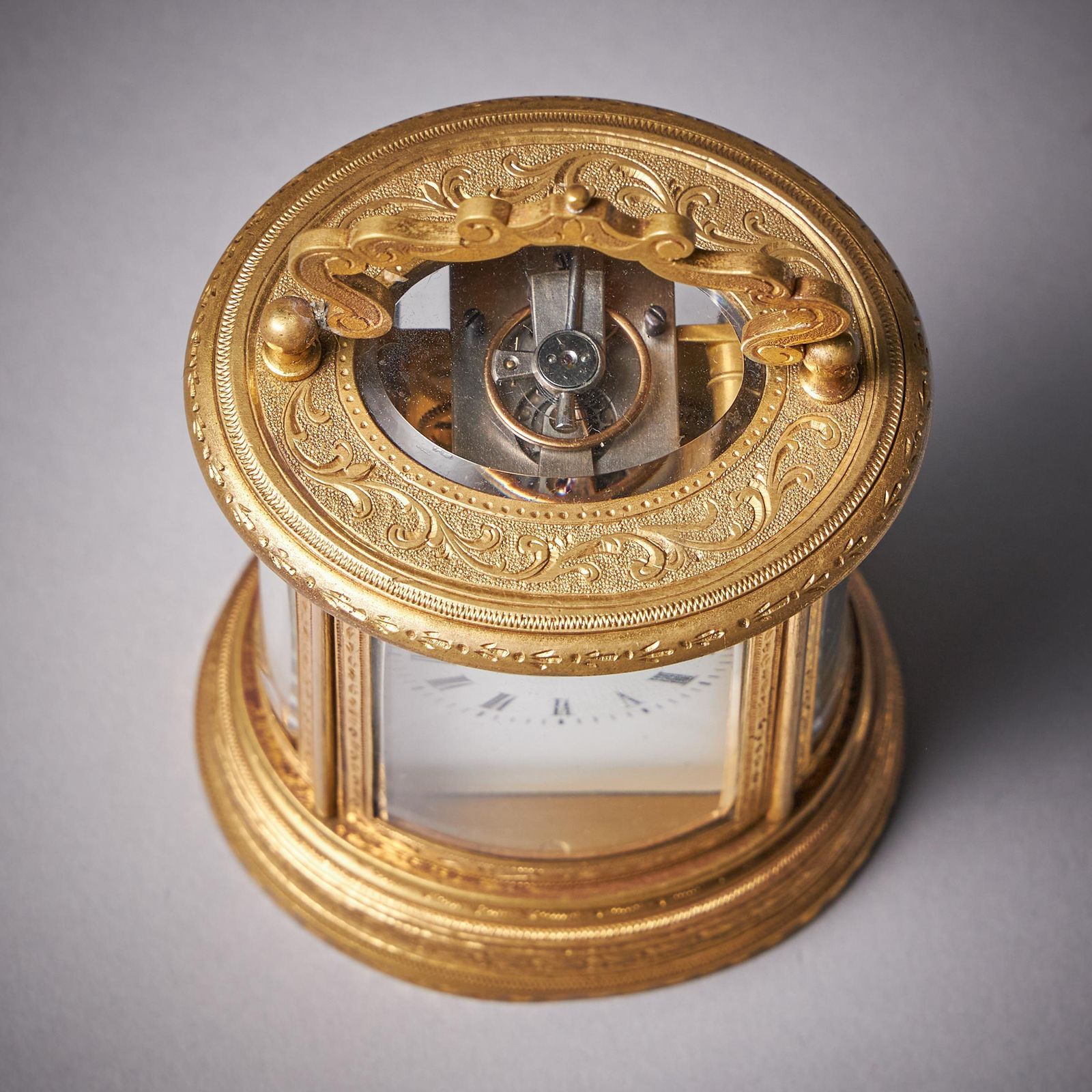 19th Century Eight Day Miniature Gilt Brass Carriage Clock With Original Case photo 2850.0