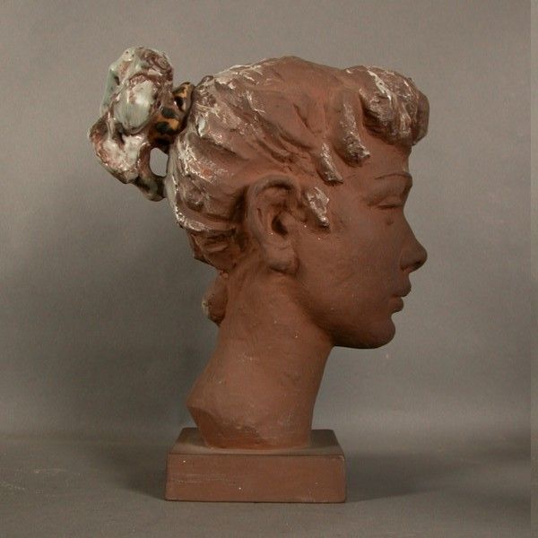 Unique. Karlsruhe Majolika. Girl's Head. 1950   1955.