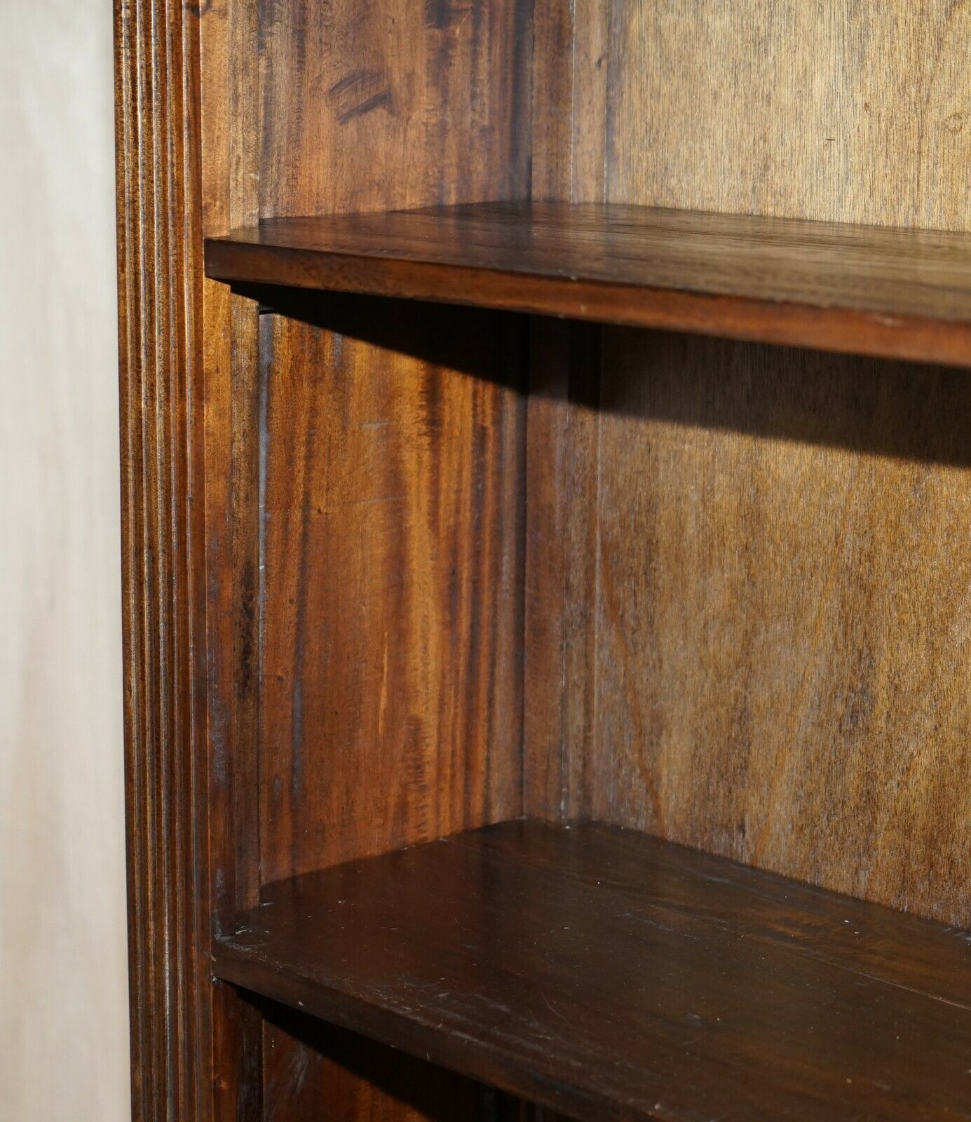 photo furniture X3 Jacobean Revival Vintage Open Carved Library Bookcases With Nice Detailing