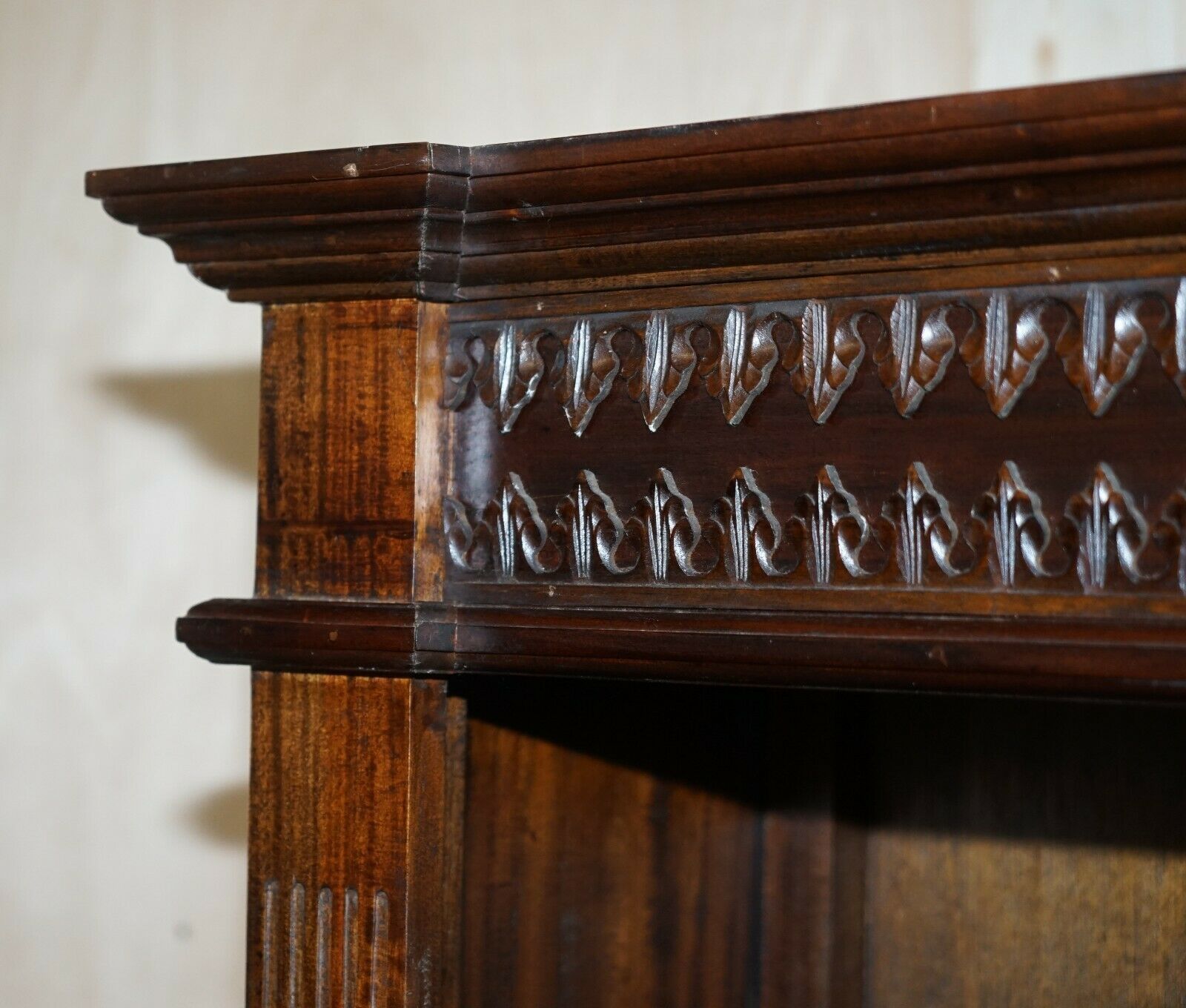 photo for sale X3 Jacobean Revival Vintage Open Carved Library Bookcases With Nice Detailing
