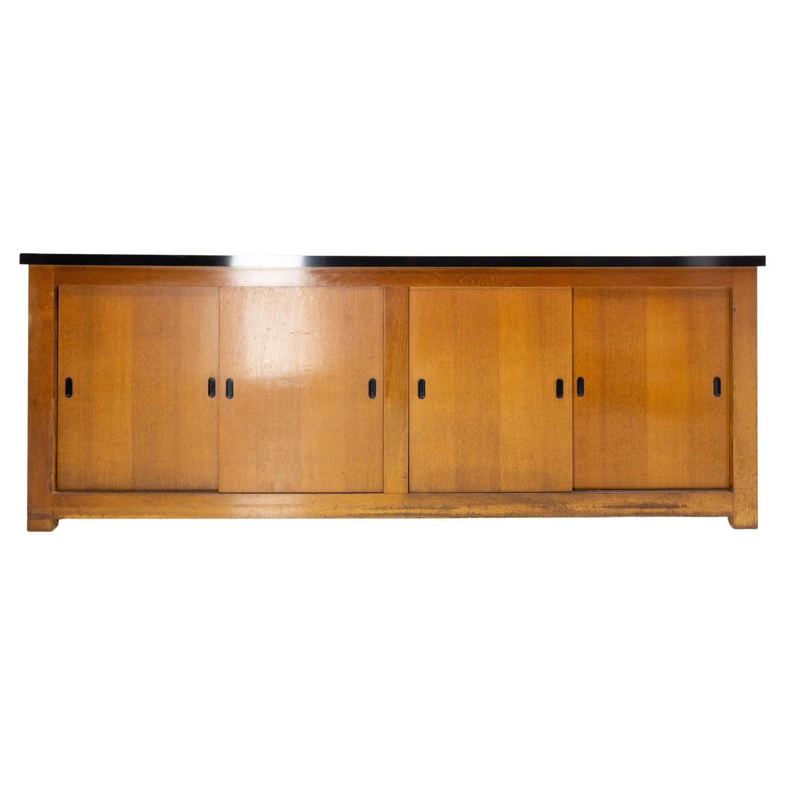 Enfilade française quatre portes coulissantes en chêne, mid-century