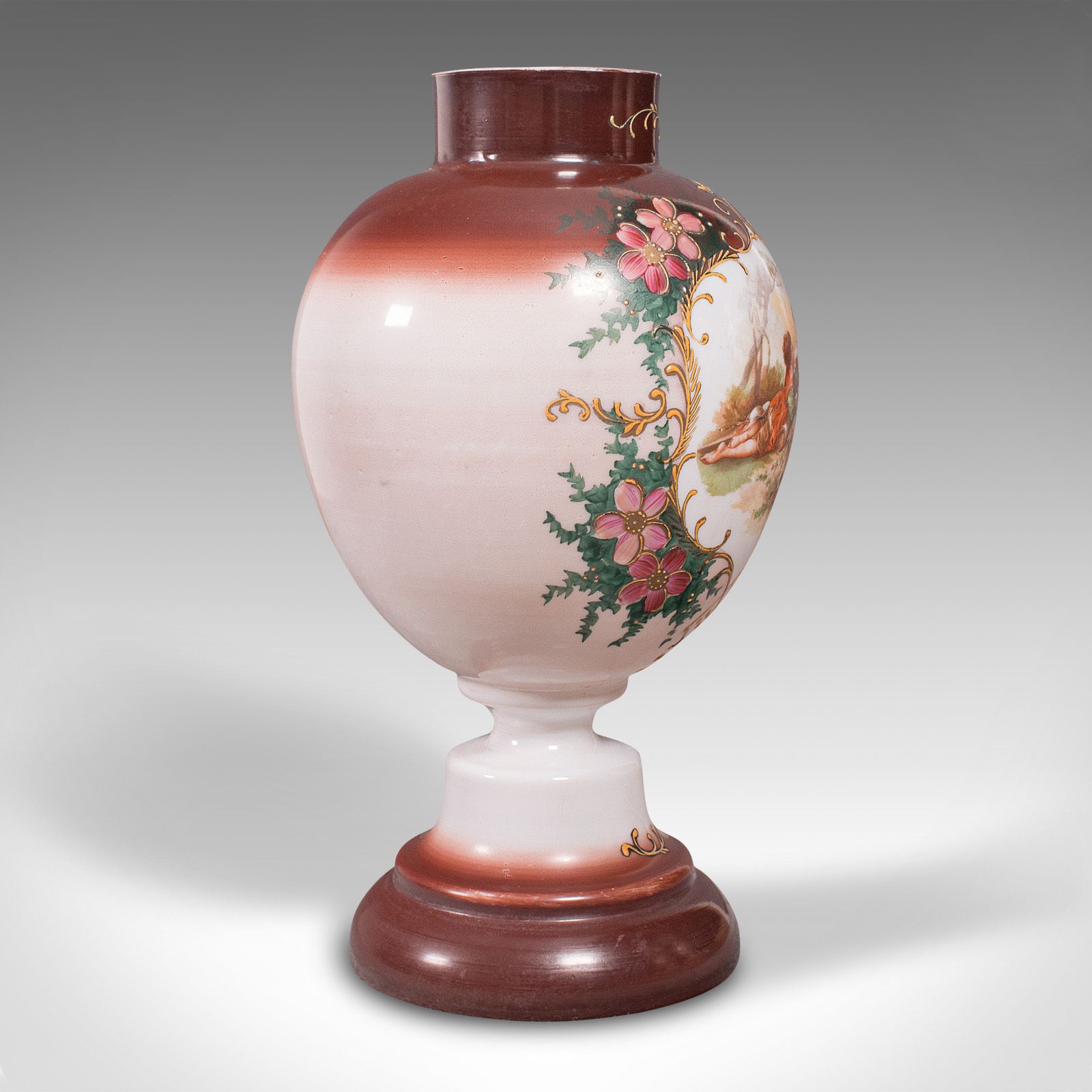 Antique Decorative Flower Vase, Continental, Milk Glass, Baluster Urn photo 485.0
