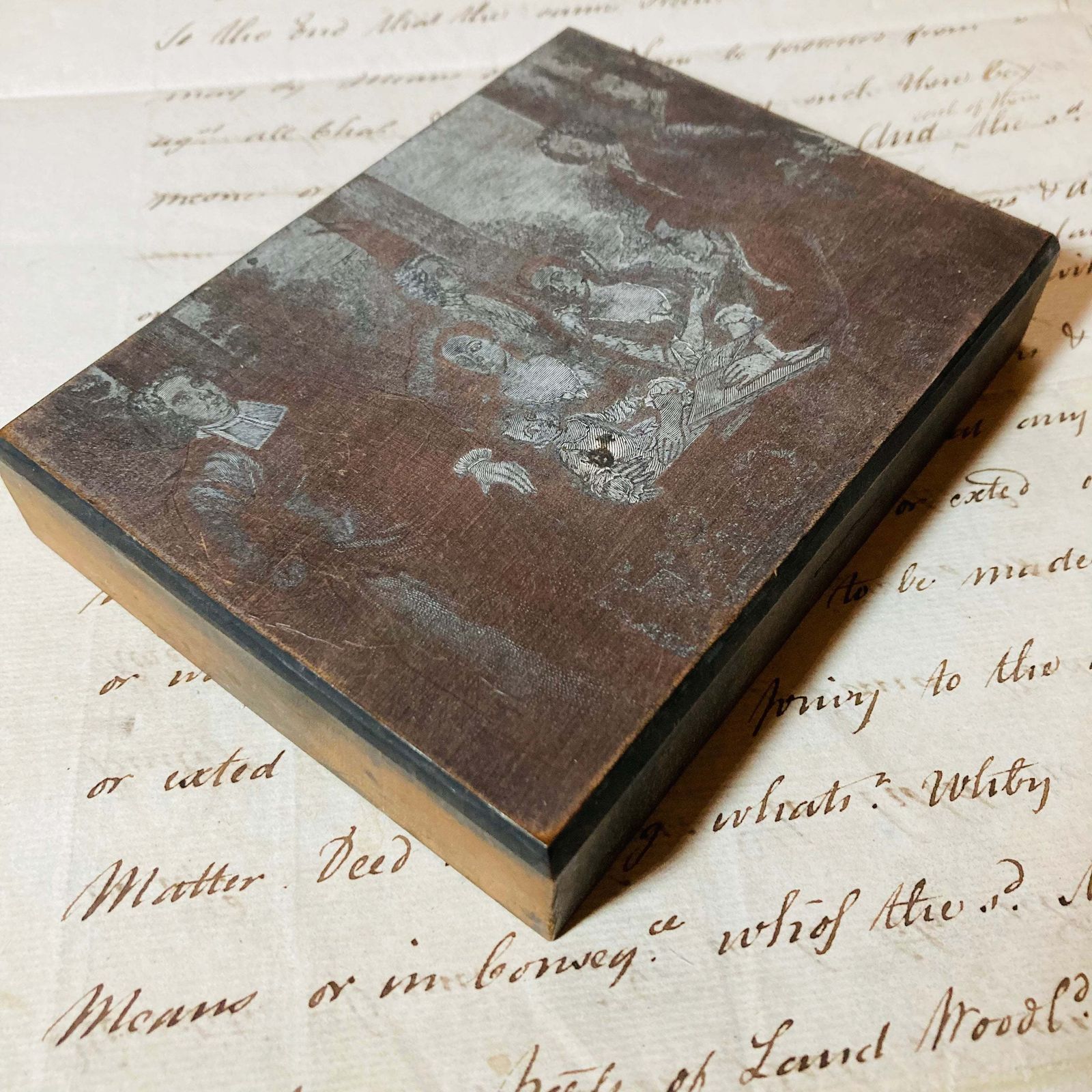 Antique Etched Copper Printing Plate photo furniture