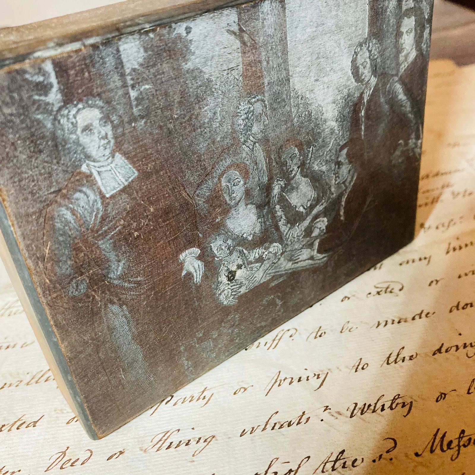 Antique Etched Copper Printing Plate photo vinterior