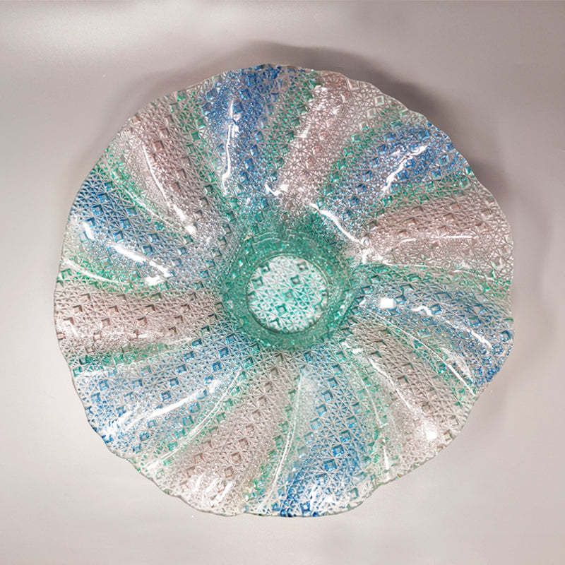 1960s Gorgeous Big Blue, Pink And Green Centerpiece In Murano Glass By Linea Arte Murano. Made In Italy photo Home Decor