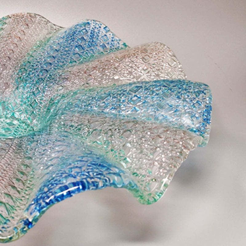 1960s Gorgeous Big Blue, Pink And Green Centerpiece In Murano Glass By Linea Arte Murano. Made In Italy photo vinterior