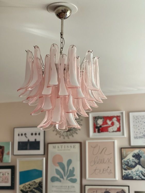 Murano Glass Chandelier Pink 'Mazzega'. Medium Size. photo furniture