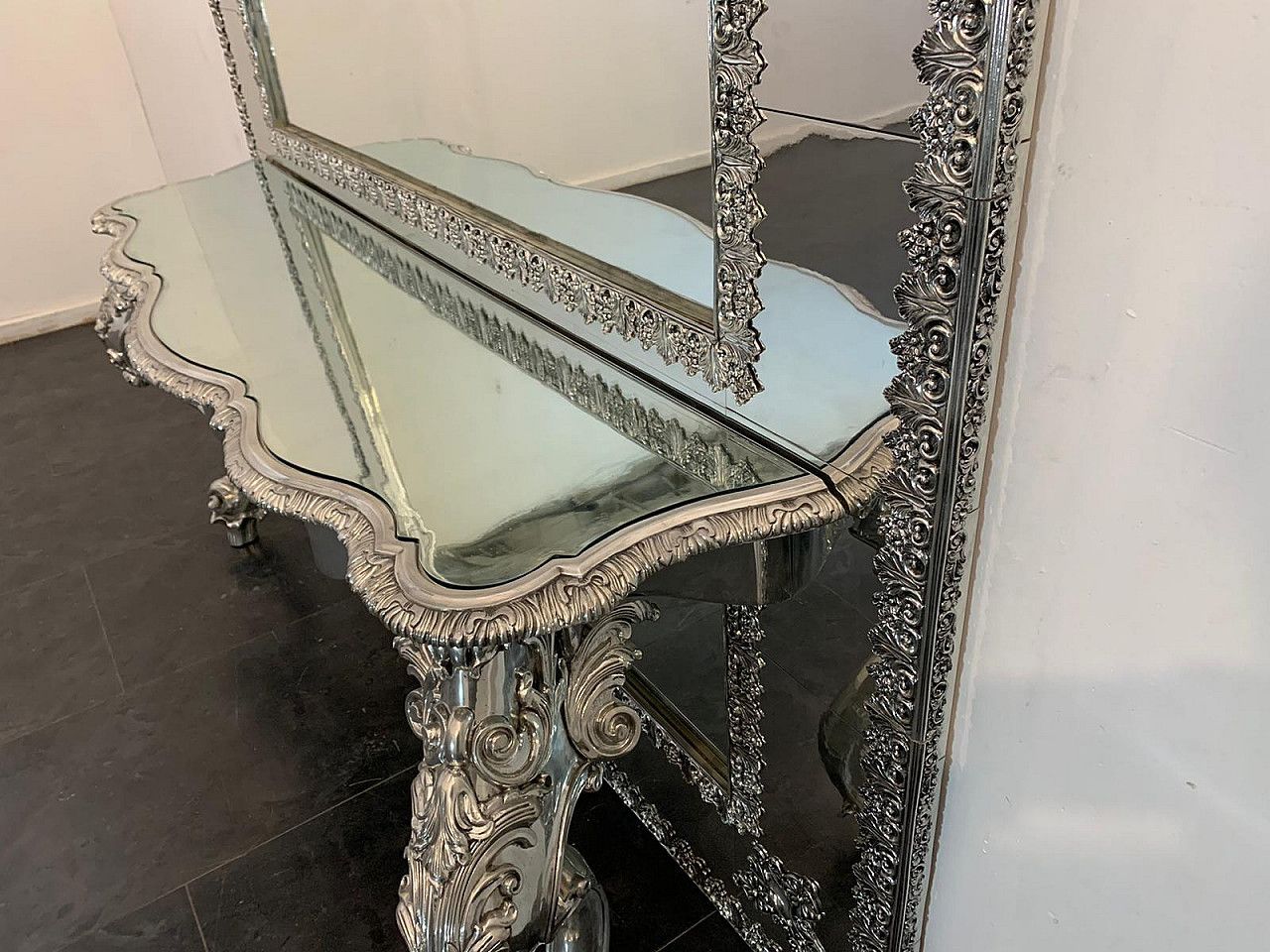 Mirror And Console Table By Piero Figura For Atena Peltri, 1980s photo vintage