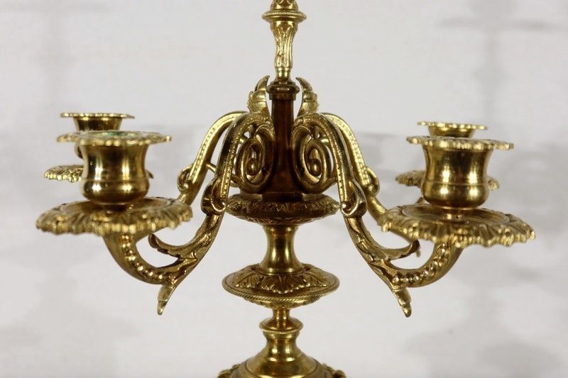 Pair Of Candelabra With 6 Lights In Bronze   Late 19th Century photo buy