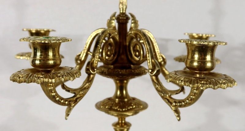 photo furniture Pair Of Candelabra With 6 Lights In Bronze   Late 19th Century
