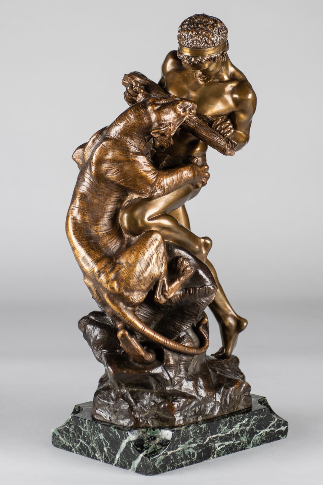 A Stunning 19th Century French Bronze Sculpture Of A Man Fighting A Tiger, Signed E.Drouot photo furniture
