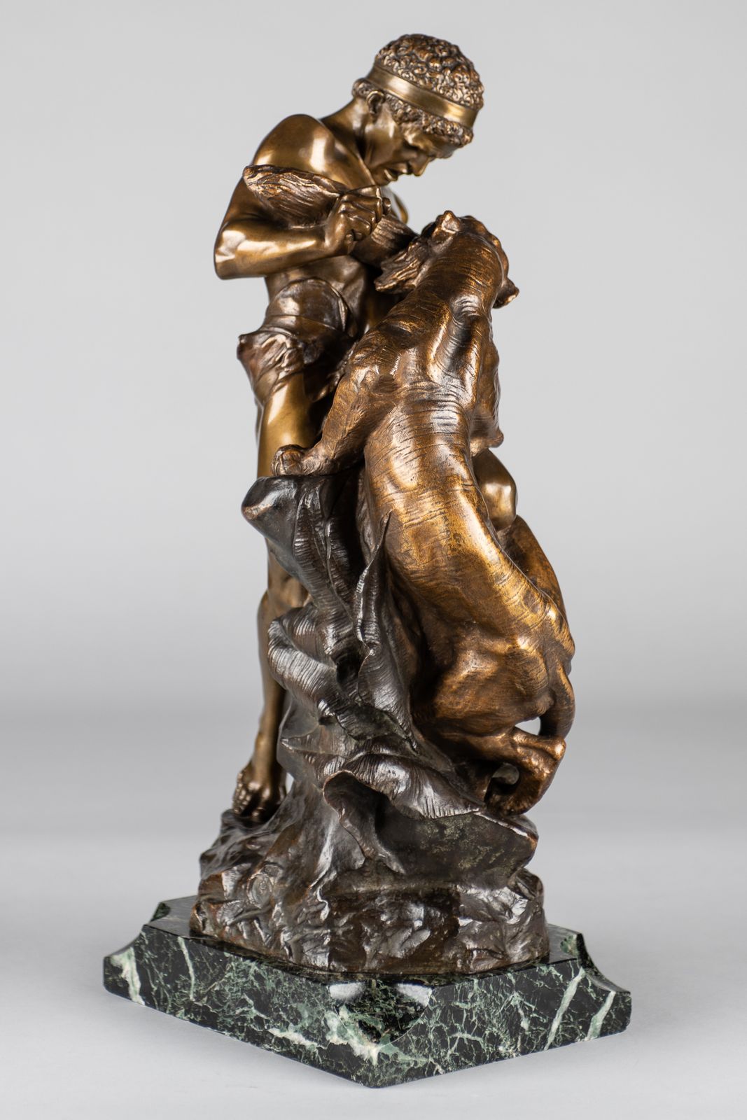 A Stunning 19th Century French Bronze Sculpture Of A Man Fighting A Tiger, Signed E.Drouot photo 4750.0