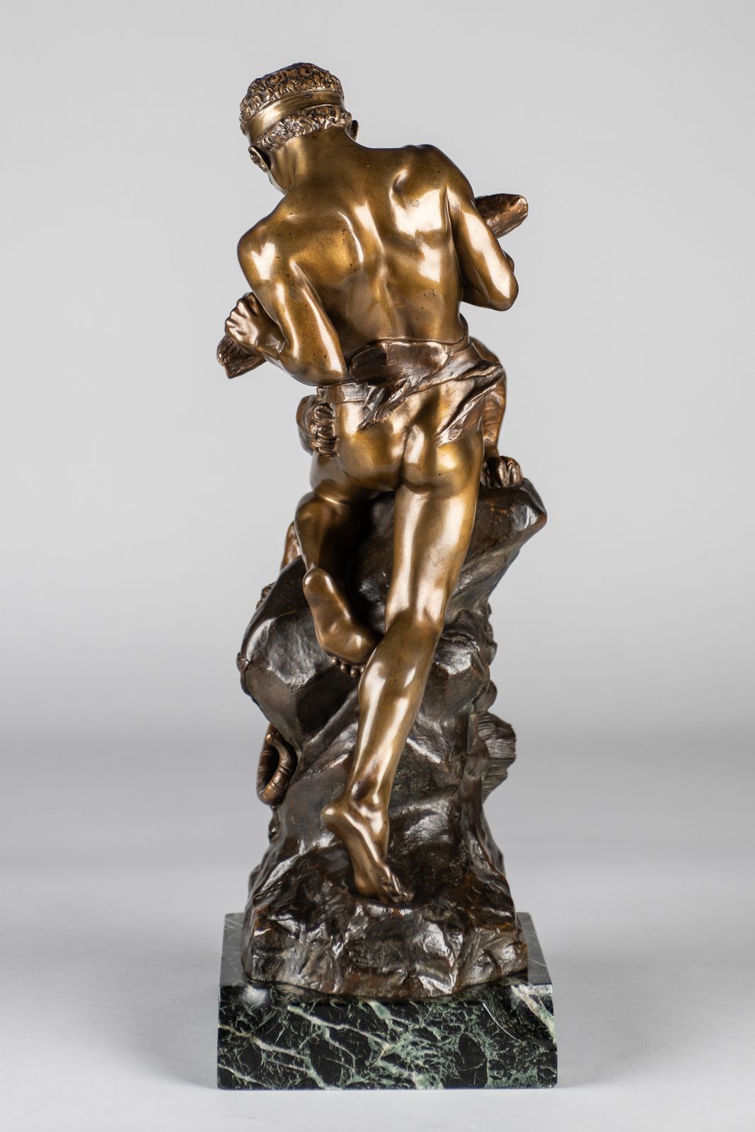A Stunning 19th Century French Bronze Sculpture Of A Man Fighting A Tiger, Signed E.Drouot photo vintage