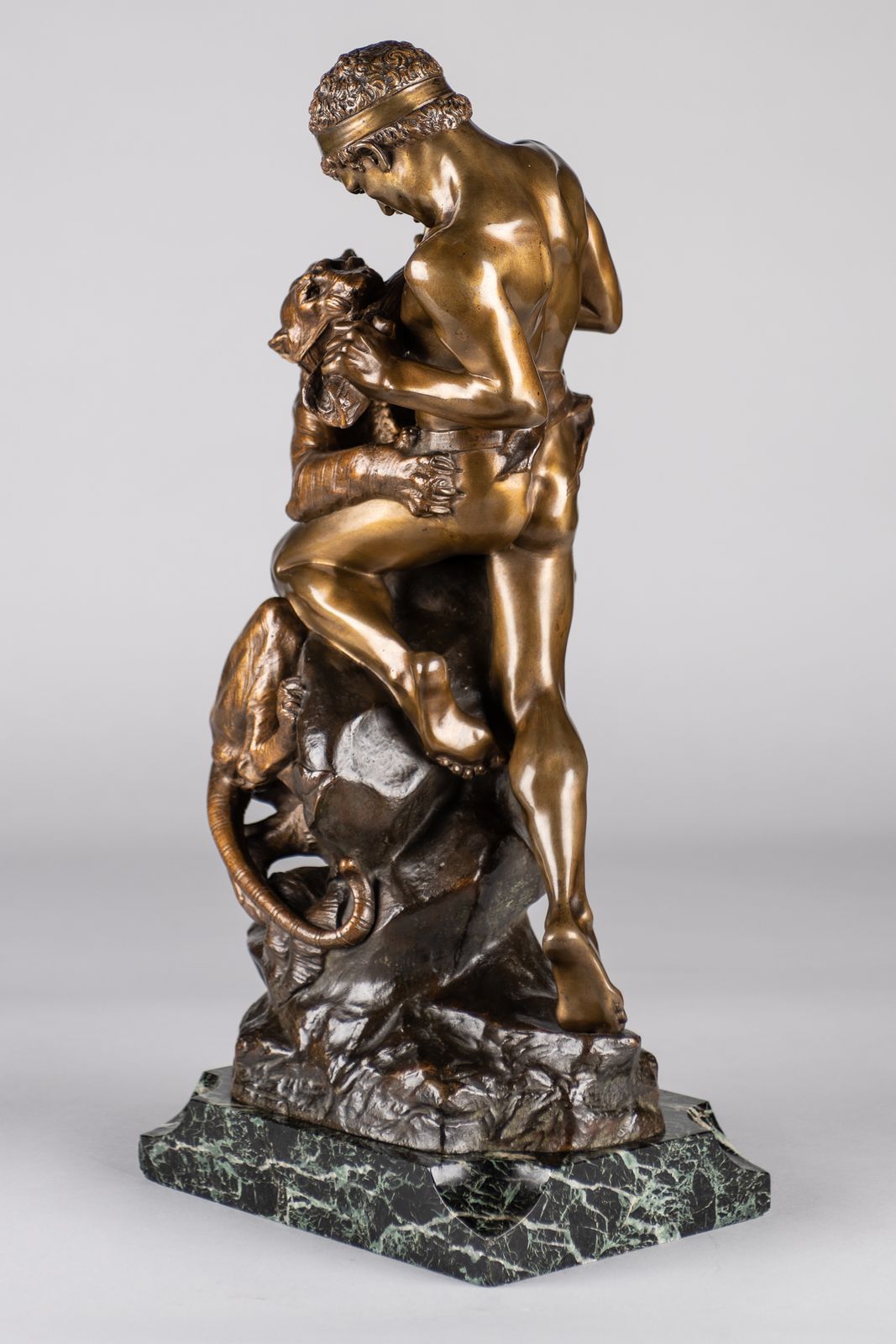 photo furniture A Stunning 19th Century French Bronze Sculpture Of A Man Fighting A Tiger, Signed E.Drouot