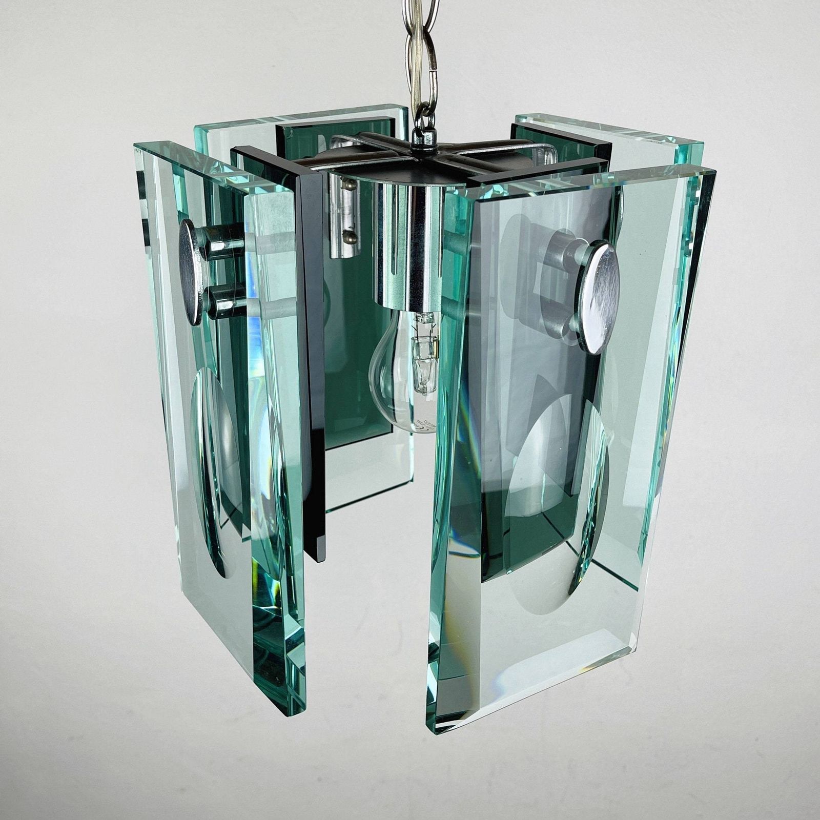 photo furniture Rare Art Glass Pendant Lamp Italian Design By Fontana Arte Italy 70s Art Deco Mcm Mid Century Ceiling Lamp