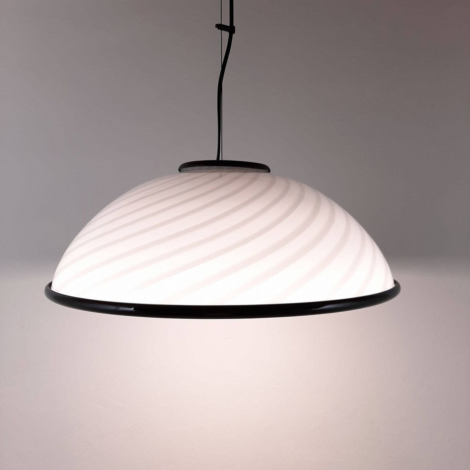 Retro Pendant Lamp White And Black Italy 80s Vintage Lighting Mid Century Home Decor