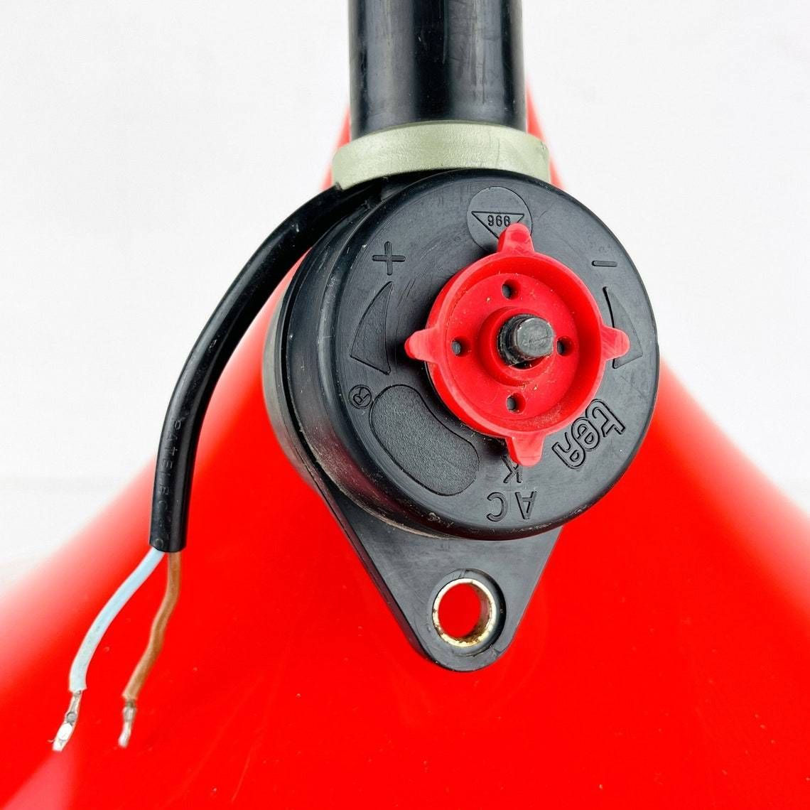 photo furniture Mid Century Red Plastic Pendant Lamp Albatros Meblo Yugoslavia 1970s Space Age Atomic