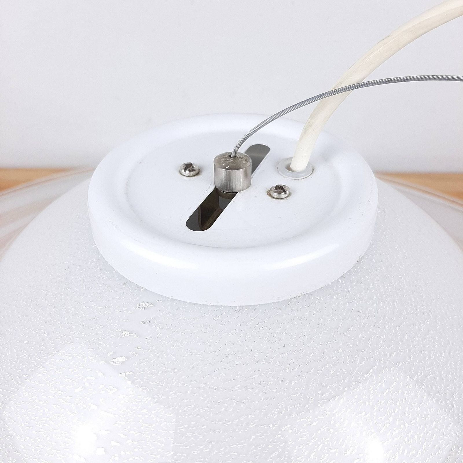 photo for sale Xl Mid Century White Murano Glass Pendant Lamp Italy 1970s Retro Lighting Space Age