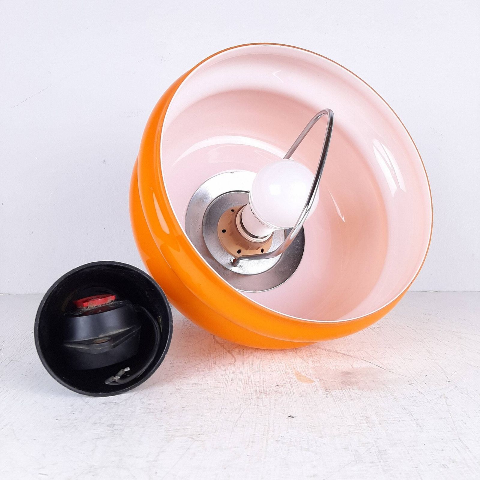 photo furniture Mid Century Orange Glass Pendant Lamp Yugoslavia 1970s Retro Lighting Space Age