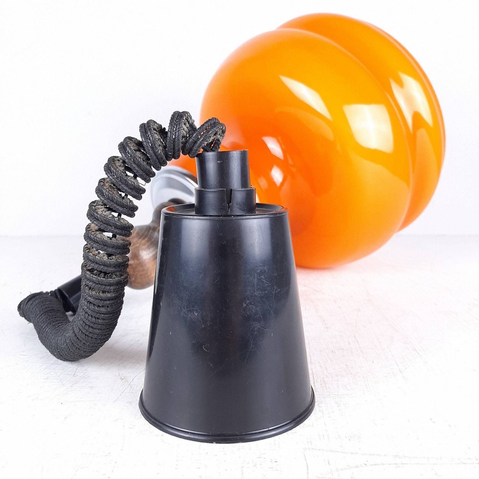 photo for sale Mid Century Orange Glass Pendant Lamp Yugoslavia 1970s Retro Lighting Space Age