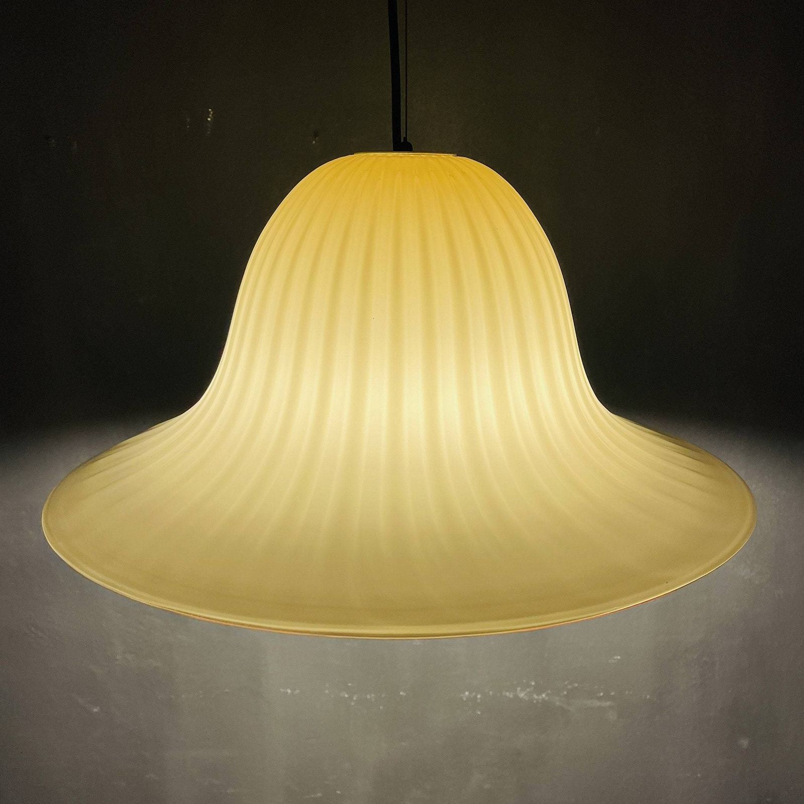 Vintage Murano Hanging Lamp Tulip Italy 1970s Italian Mid Century Lighting Retro Home Decor photo for sale