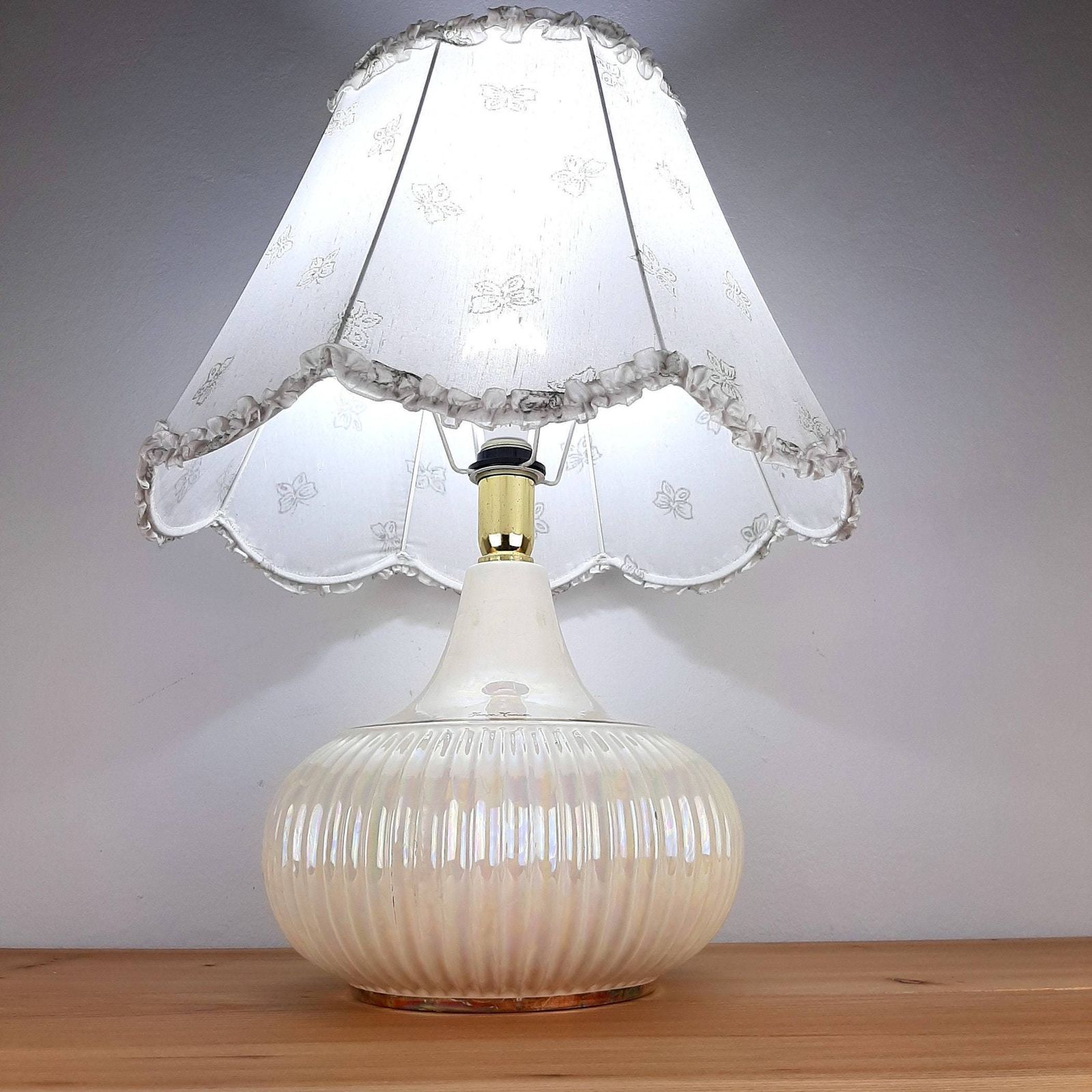 Retro Nacre Table Lamp Jean Marie Italy 1970s Mid Century Light photo furniture