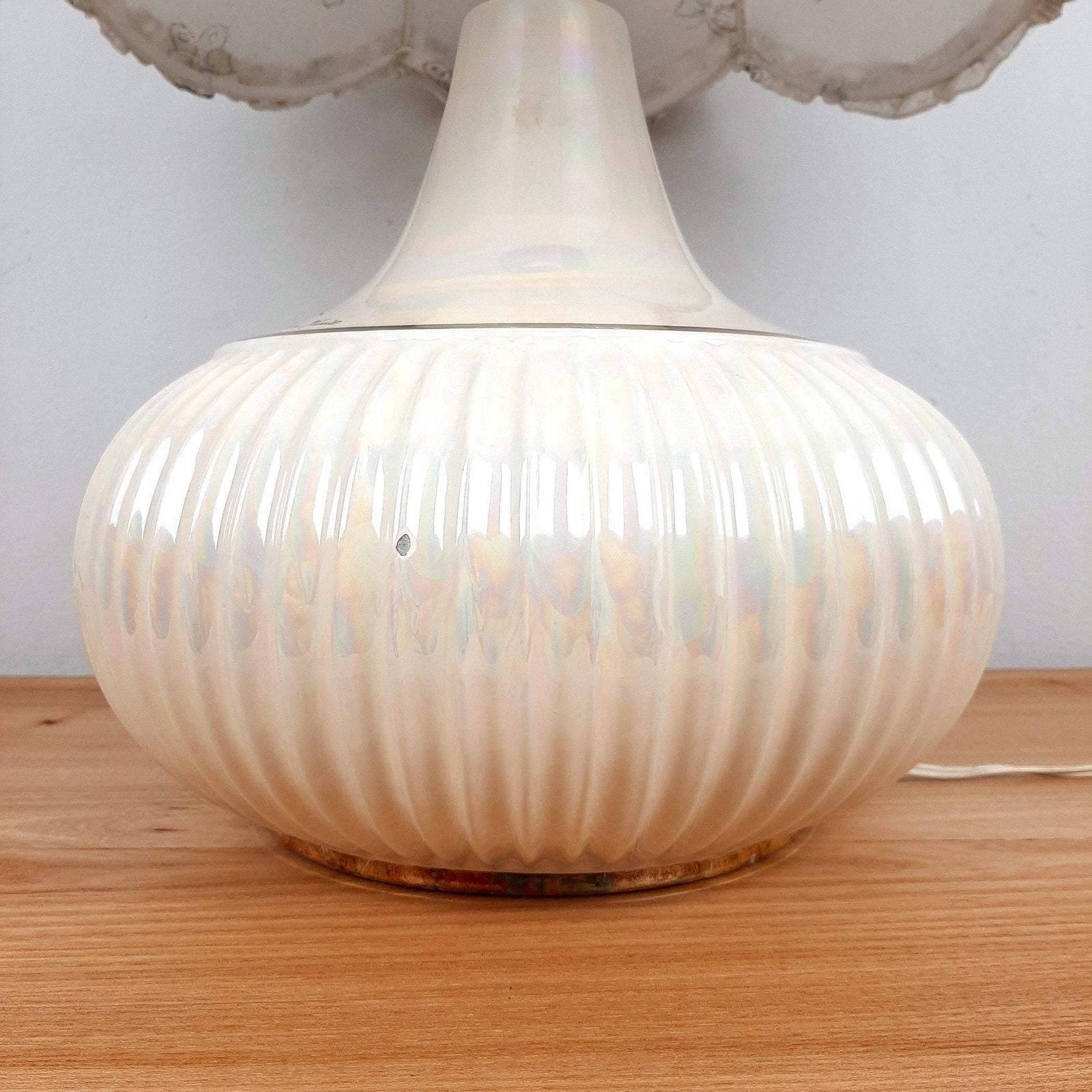 photo for sale Retro Nacre Table Lamp Jean Marie Italy 1970s Mid Century Light