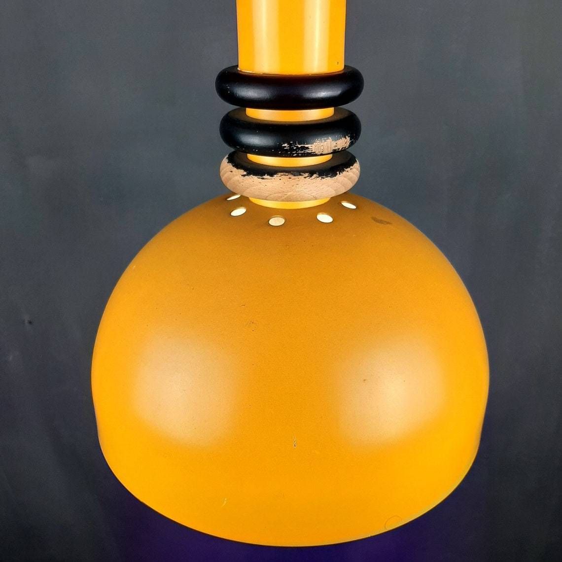 Retro Metal Pendant Lamp Sijaj Hrastnik Yugoslavia 1970s Mid Century Lighting Industrial Light photo for sale