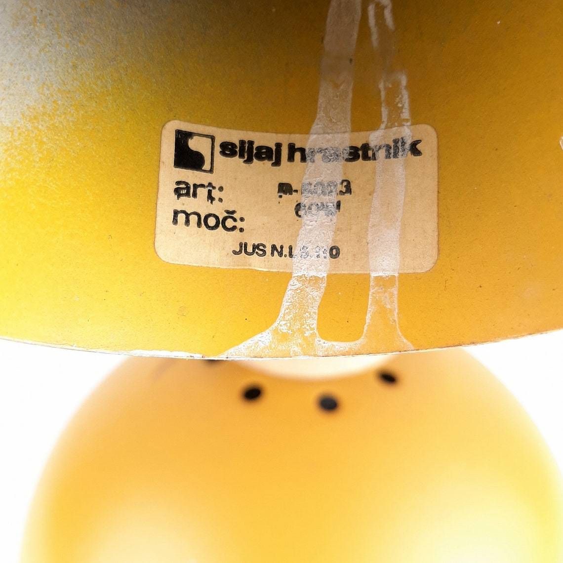 photo for sale Retro Metal Pendant Lamp Sijaj Hrastnik Yugoslavia 1970s Mid Century Lighting Industrial Light
