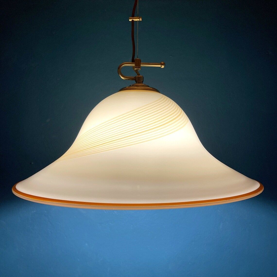 Vintage Beige Murano Glass Pendant Lamp By De Majo Italy 1970s Mid Century Lighting Retro Home Decor photo furniture