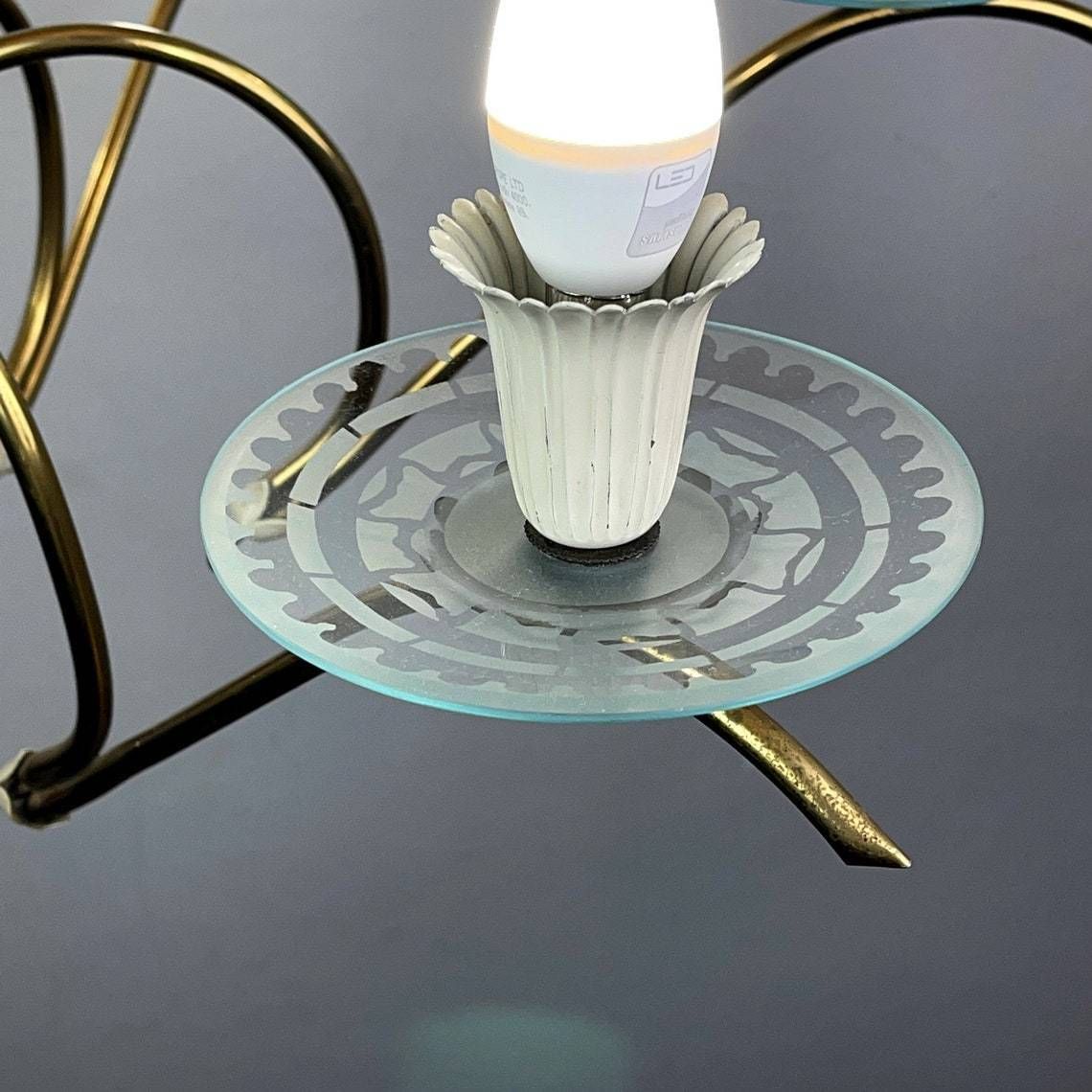 Mid Century Chandelier Spider Chandelier By Pietro Chiesa For Fontana Arte Italy 1940s Romantic Chandelier Brass And Glass Ceiling Light photo vinterior