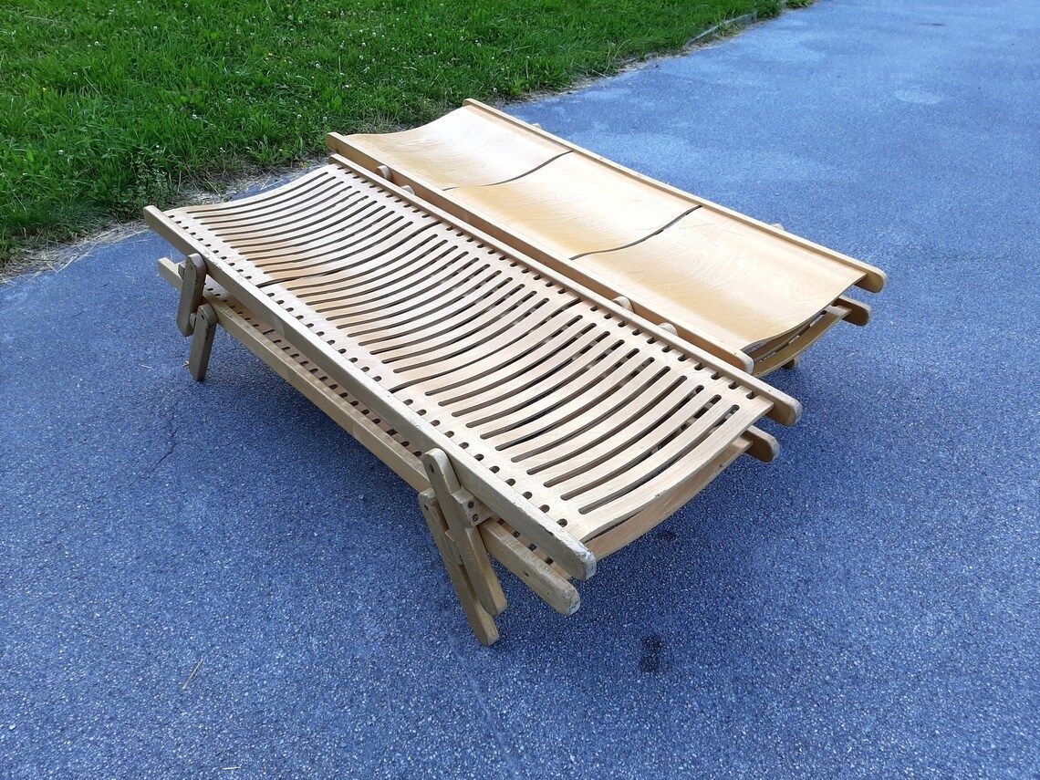 Vintage Rex Kleine Daybeds – Ontwerp Niko Kralj, Jaren 1970, Scandinavische Stijl, Mid Century, Joegoslavië – Houten Daybeds Voor Kinderen Van Rex Kralj photo Tuinmeubelen