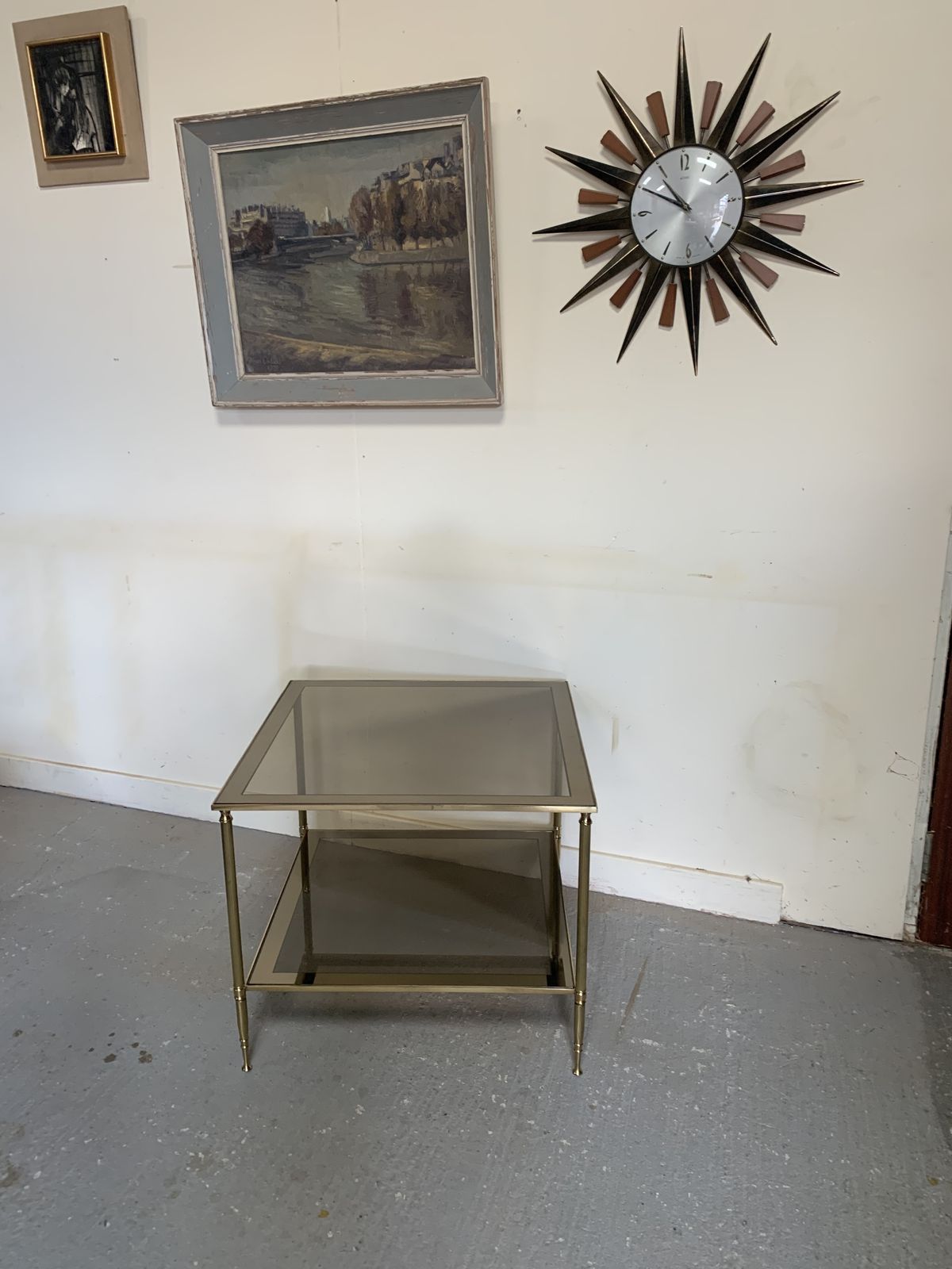 Hollywood Regency Brass Ad Glass Italian Coffee Table photo vinterior