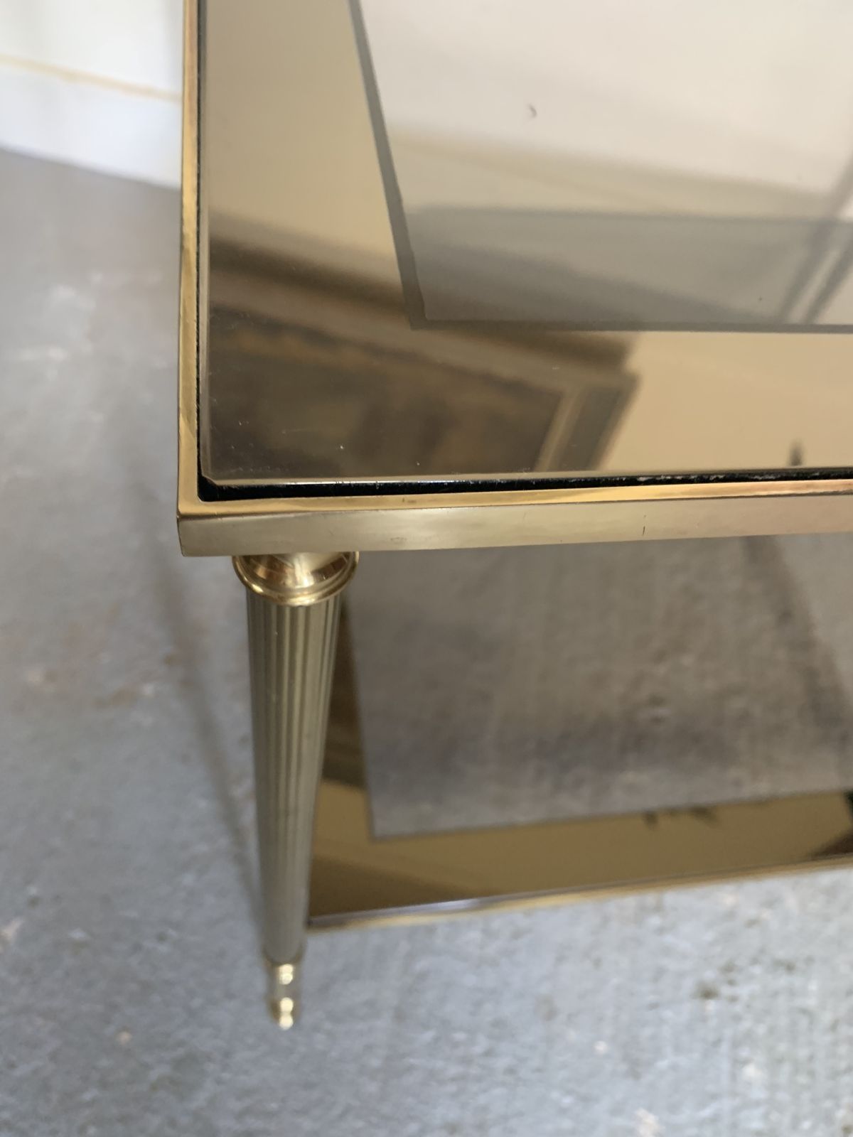 Hollywood Regency Brass Ad Glass Italian Coffee Table photo buy