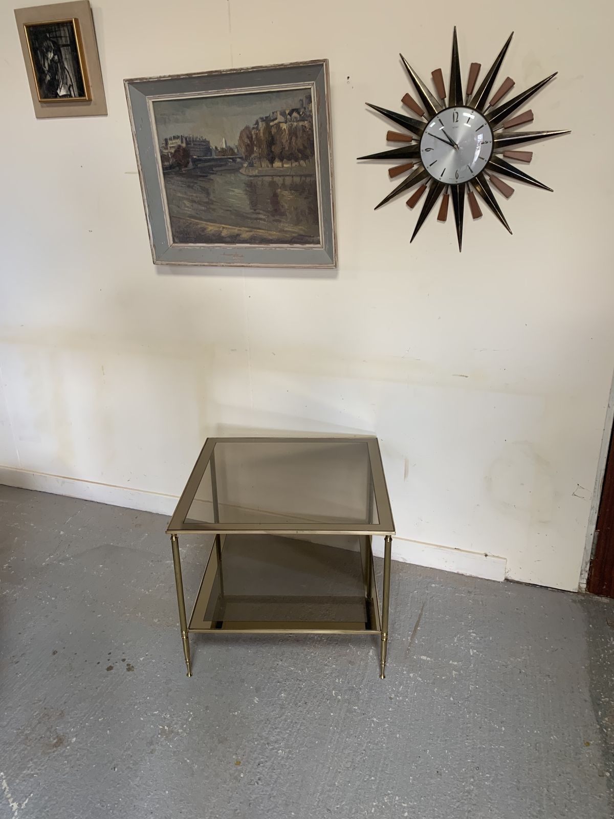 Hollywood Regency Brass Ad Glass Italian Coffee Table photo vintage