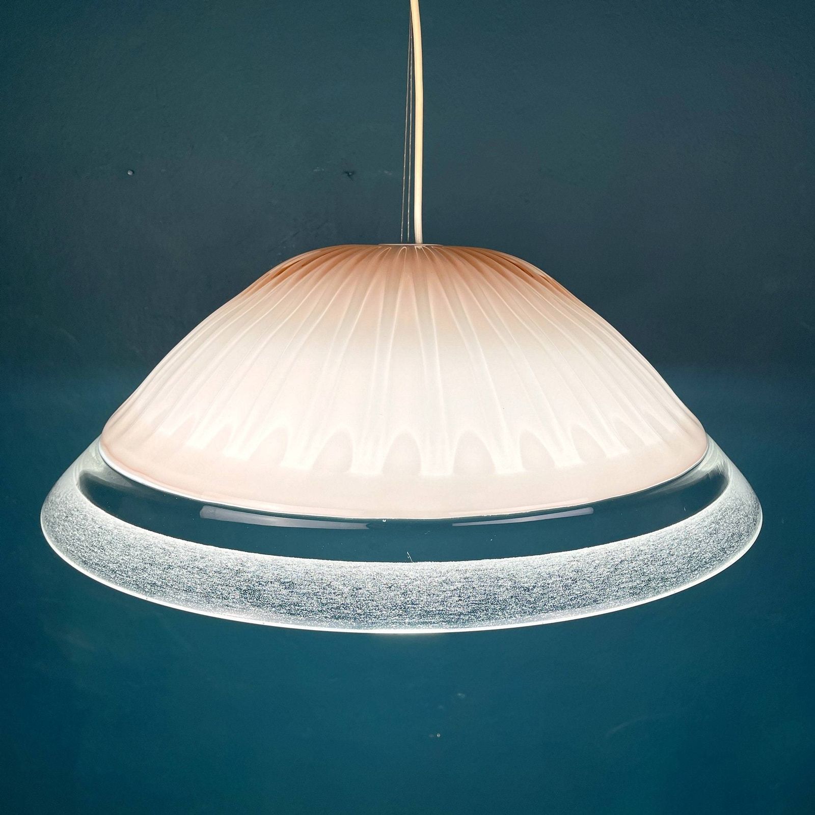 Vintage Large Pink Murano Glass Chandelier Italy 1970s Mid Century Murano Pendant Lamp photo 731.0