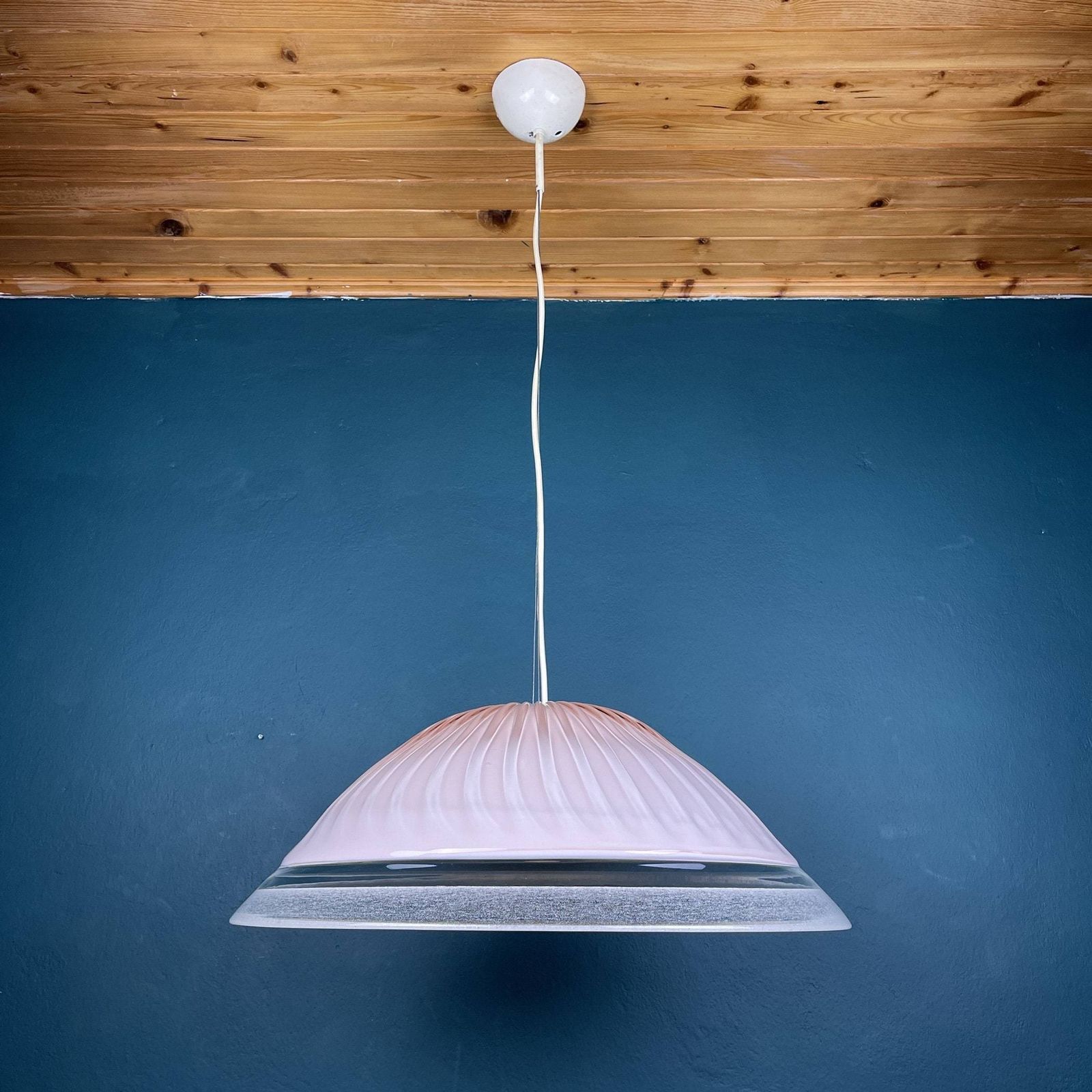 photo for sale Vintage Large Pink Murano Glass Chandelier Italy 1970s Mid Century Murano Pendant Lamp