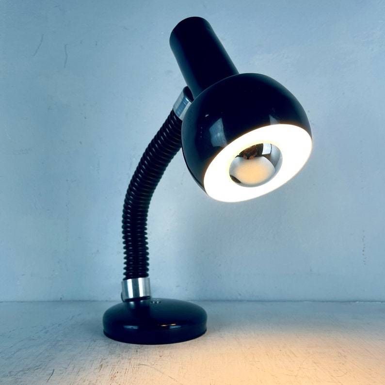 Mid Century Goose Blue Desk Lamp Italy 1970s Metal Retro Table Lamp photo furniture